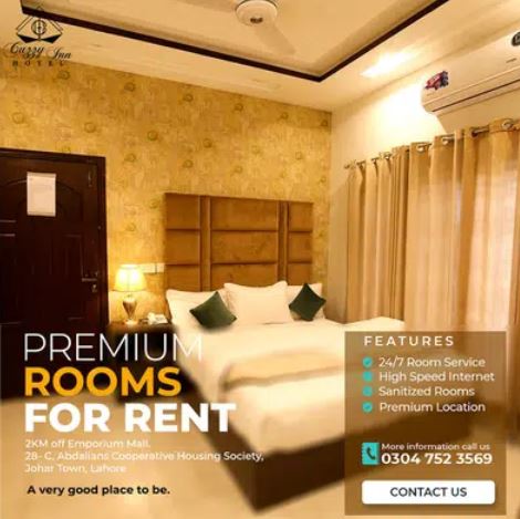 CUZZY INN HOTEL | BEST HOTEL IN LAHORE | JOHAR TOWN | ROOMS FOR RENT