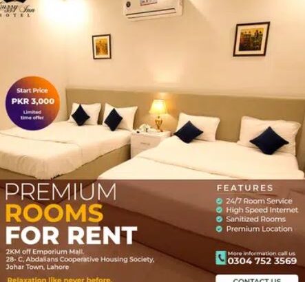 CUZZY INN HOTEL | BEST HOTEL IN LAHORE | JOHAR TOWN | ROOMS FOR RENT