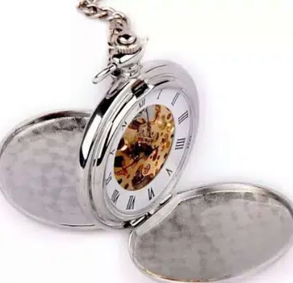 Silver Mechanical Pocket Watch for sale