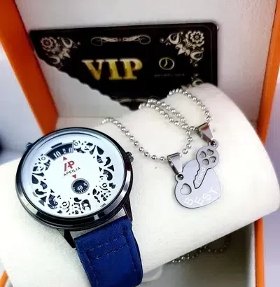 Leather couple watch with locket sell in Islamabad