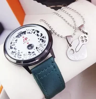 Leather couple watch with locket sell in Islamabad