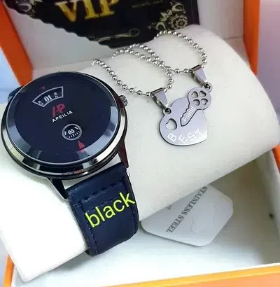 Leather couple watch with locket sell in Islamabad